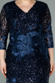 Robe de Soirée Grande Taille Courte Squameuse Bleu Marine ABK1284