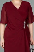 Robe de Soirée Courte Mousseline Rouge Bordeaux ABK1294