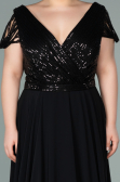 Robe de Soirée Grande Taille Longue Noir ABU828