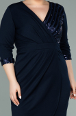 Robe de Soirée Grande Taille Courte Bleu Marine ABK1325