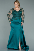 Robe de Soirée Grande Taille Longue Satin Émeraude ABU2204