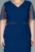 Robe Grande Taille Midi Bleu Marine ABK1338