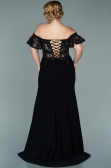Robe Grande Taille Longue Dantelle Noir ABU2248