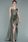 Robe Grande Taille Midi Mousseline Vert Huile ABU361