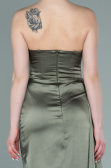 Robe Grande Taille Midi Mousseline Vert Huile ABU361