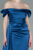 Robe De Fiançaille Satin Longue Gris-Indigo ABU1606