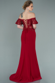 Robe de Soirée Longue Dantelle Rouge Bordeaux ABU2261