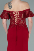 Robe de Soirée Longue Dantelle Rouge Bordeaux ABU2261