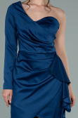 Robe de Cérémonie Courte Satin Bleu Marine ABK1309