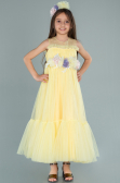 Robe de Soirée Enfants Longue Jaune ABU2291
