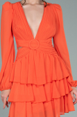 Robe de Cérémonie Mini Mousseline Orange ABK1366