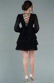 Robe de Cérémonie Mini Mousseline Noir ABK1366