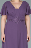 Robe de Soirée Grande Taille Longue Mousseline Lavande ABU2308
