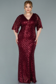Robe de Soirée Grande Taille Longue Rouge Bordeaux ABU2309