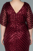 Robe de Soirée Grande Taille Longue Rouge Bordeaux ABU2309