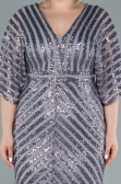 Robe de Soirée Grande Taille Longue Gris ABU2309