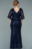 Robe de Soirée Grande Taille Longue Bleu Marine ABU2309