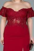 Robe Grande Taille Dantelle Longue Rouge ABU2248