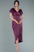 Robe De Cérémonie Satin Courte Prune ABK1107