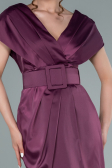 Robe De Cérémonie Satin Courte Prune ABK1107