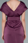 Robe De Cérémonie Satin Courte Prune ABK1107