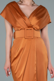 Robe De Cérémonie Satin Courte Orange ABK1107