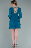 Robe De Cérémonie Mousseline Mini Vert Pétrole ABK1366