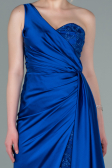 Robe De Soirée Satin Longue Bleu Saxe ABU2028