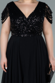 Robe Grande Taille Courte Mousseline Noir ABK1376