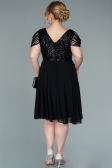Robe Grande Taille Courte Mousseline Noir ABK1376