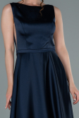 Robe de Soirée Longue Satin Bleu Marine ABU2350