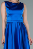Robe de Soirée Longue Satin Bleu Saxe ABU2350