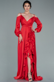 Robe de Soirée Longue Satin Rouge ABU2339