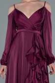Robe de Soirée Longue Satin Couleur Cerise ABU2339