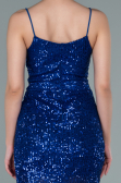 Robe De Soirée Squameuse Longue Bleu Saxe ABU1880