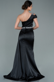 Robe de Soirée Longue Satin Noir ABU2363