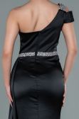 Robe de Soirée Longue Satin Noir ABU2363