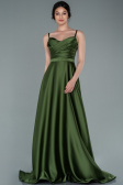 Robe De Soirée Satin Longue Kaki ABU1601