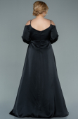 Robe Grande Taille Longue Satin Noir ABU2358