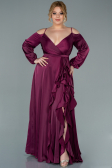 Robe Grande Taille Longue Satin Couleur Cerise ABU2358
