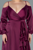 Robe Grande Taille Longue Satin Couleur Cerise ABU2358