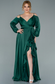 Robe Grande Taille Longue Satin Émeraude ABU2358