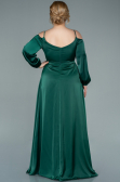 Robe Grande Taille Longue Satin Émeraude ABU2358