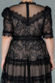 Robe de Soirée Grande Taille Midi Dantelle Noir ABK1396