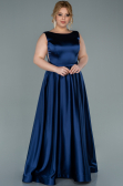 Robe de Soirée Longue Satin Bleu Marine ABU2350