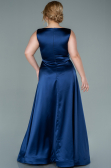 Robe de Soirée Longue Satin Bleu Marine ABU2350