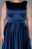 Robe de Soirée Longue Satin Bleu Marine ABU2350