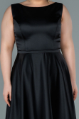 Robe de Soirée Grande Taille Longue Satin Noir ABU2356