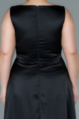 Robe de Soirée Grande Taille Longue Satin Noir ABU2356