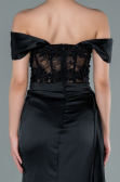 Robe de Soirée Longue Satin Noir ABU2374